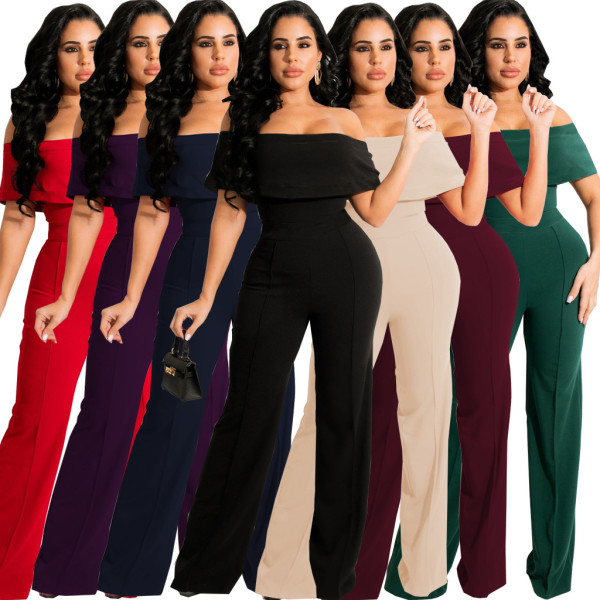 Sexy and fashionable word neck tube top jumpsuit