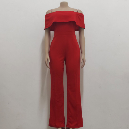 Sexy and fashionable word neck tube top jumpsuit