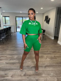 Fashion Casual Offset Alphabet Two Piece Set
