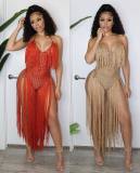 Women's Long Fringe Braided Two-Wear Fringe Beach Dress
