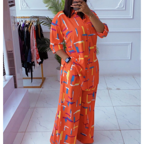 Casual Women's Two Piece Printed Loose Suit
