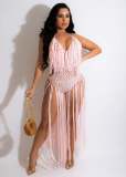 Women's Long Fringe Braided Two-Wear Fringe Beach Dress