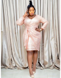 Plus Size Women's Sequin V Neck Dress