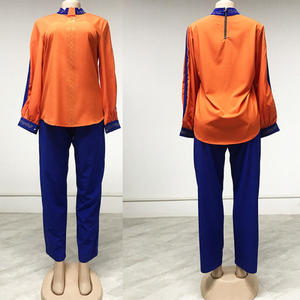 Plus size women's two piece hot drill casual suit