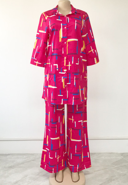 Casual Women's Two Piece Printed Loose Suit