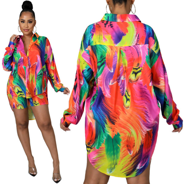 Printed Shirt Button Loose Women's Clothing