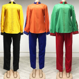 Plus size women's two piece hot drill casual suit