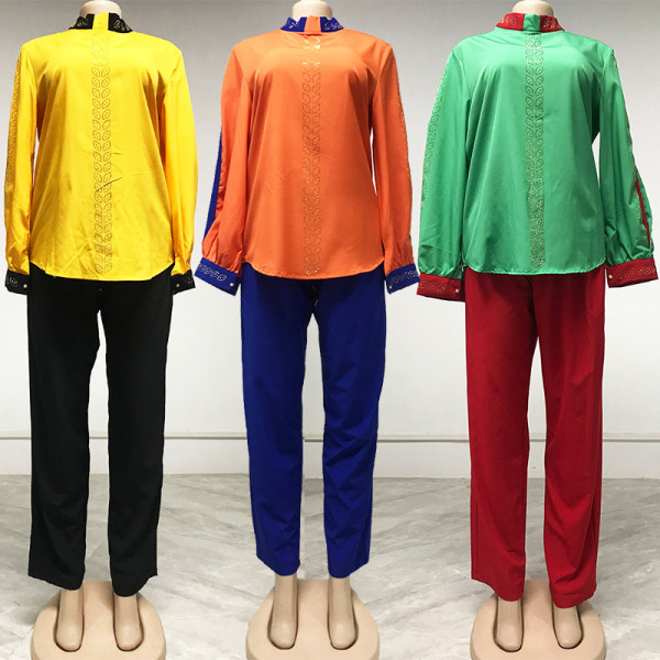 Plus size women's two piece hot drill casual suit