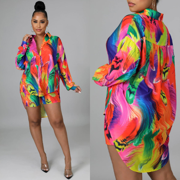 Printed Shirt Button Loose Women's Clothing