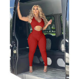 Women's Sexy Solid Color Hollow Deep V Casual Jumpsuit