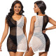 Sexy Fashion Stretch Black and White Mesh Women's Beach Dress