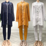 Women's 3 Piece Suit Hot Drill Zipper