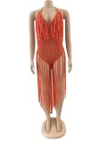Women's Long Fringe Braided Two-Wear Fringe Beach Dress