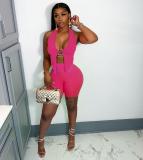 Fashion Metal Decoration Solid Color Two Piece Set