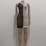 Sexy Fashion Stretch Black and White Mesh Women's Beach Dress