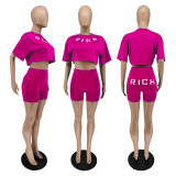 Fashion Casual Offset Alphabet Two Piece Set