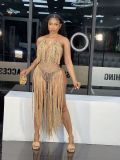 Women's Long Fringe Braided Two-Wear Fringe Beach Dress