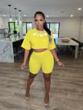 Fashion Casual Offset Alphabet Two Piece Set