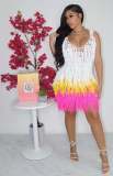 Women's Sexy Perspective Knitted Hand Hook Mesh Fringe Beach Sunscreen Dress
