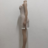 Sexy Fashion Stretch Black and White Mesh Women's Beach Dress