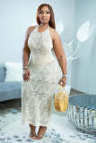 Beach Long Dress Knitted Halter Strap Perspective Sexy Dress