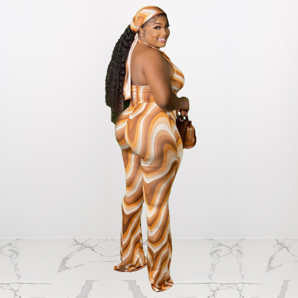 Ripple halterneck sexy jumpsuit