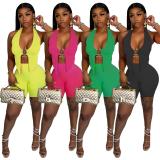 Fashion Metal Decoration Solid Color Two Piece Set