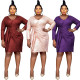 Plus Size Women's Sequin V Neck Dress