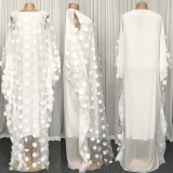 Fashion Casual Plus Size Round Neck Flower Doll Sleeve Robe Dress