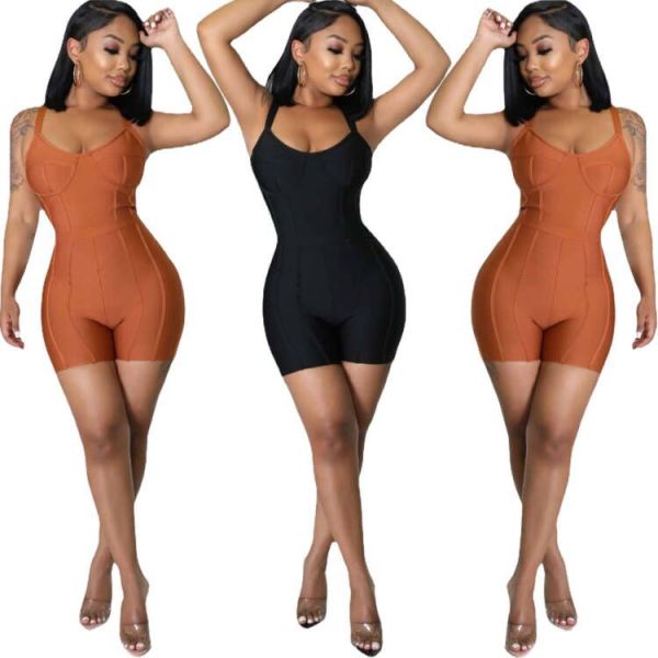 Bandage Sleeveless Open Back Casual Sexy Solid Stretch Jumpsuit