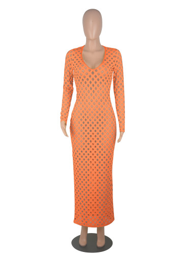 Sexy V-neck long dress nightclub outfit