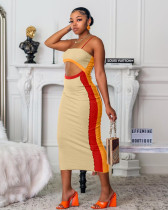 Sling hollow stitching nightclub bag hip sexy dress