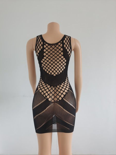 Sexy Hollow Lingerie Sexy Halter Mesh Backless Swimsuit Nightclub Dress