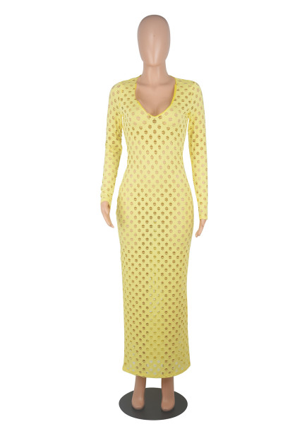 Sexy V-neck long dress nightclub outfit