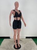 Women's Vest Open Back Navel Sexy Slim Casual Two-piece Set