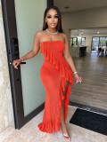 Fashion sexy ruffled cutout dress