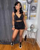 Women's Vest Open Back Navel Sexy Slim Casual Two-piece Set