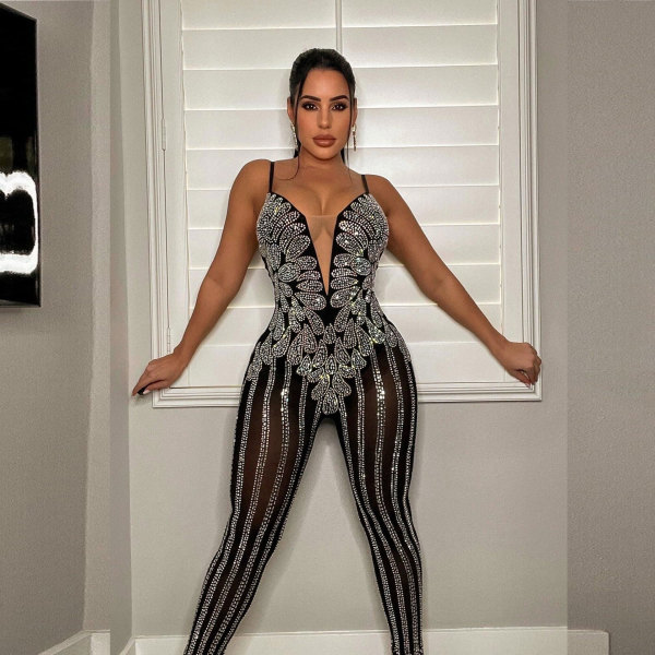 Sexy sling hot drill one-piece nightclub suit