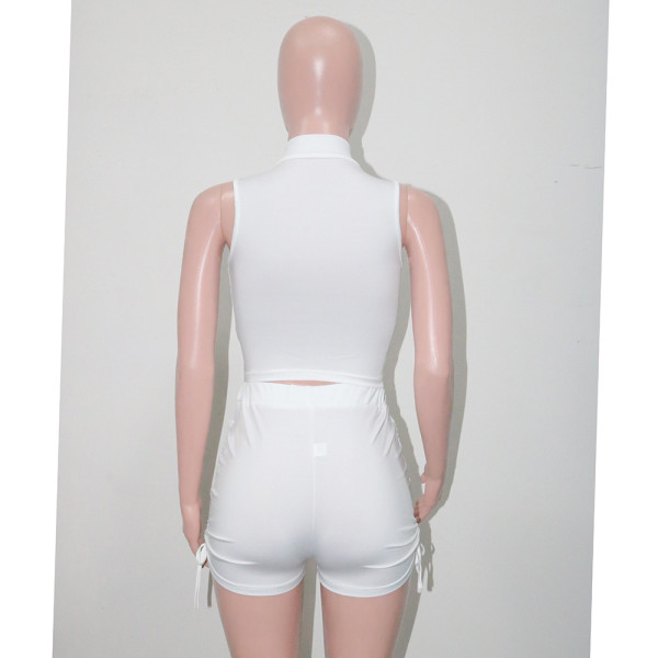 Casual Gathered Tank Top Drawstring Shorts Casual Two Piece