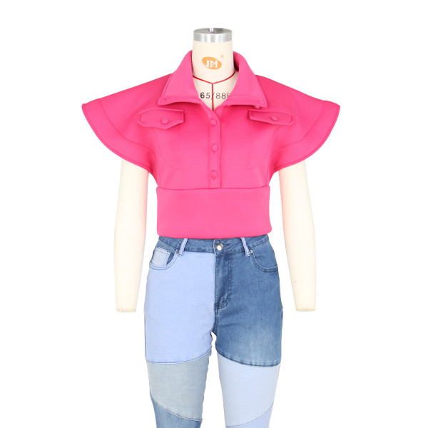 Air Layer Temperament Feifei Sleeve Women's Stand Collar Vest Sleeveless T-Shirt