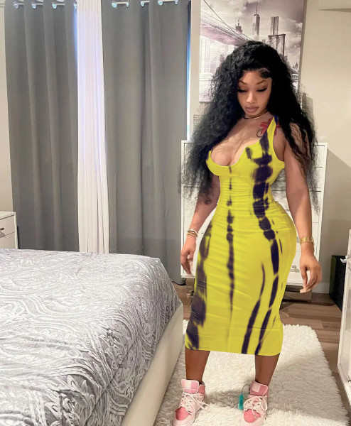 Printed off-the-shoulder dress