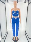 Women's Fashion Tube Top Eyelet Strap Casual Two-piece Set