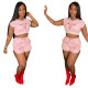 Letter Embroidery Short Sleeve + Shorts Sports Suit