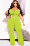Solid Color Threaded Vest Casual Two Piece Set