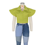 Air Layer Temperament Feifei Sleeve Women's Stand Collar Vest Sleeveless T-Shirt