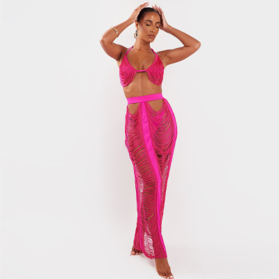 Ladies Fashion Cutout Plus Size Beachwear Ladies Skirt Suit