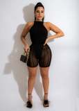 Sexy Perspective Mesh Fashion Slim Two-piece Set