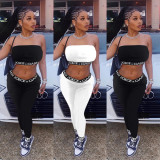 Sports wrap chest sleeveless temperament two pieces suit letter printing