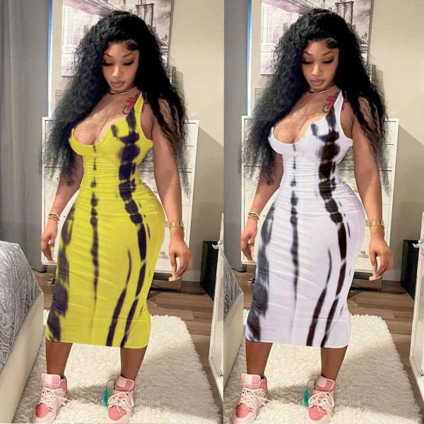 Printed off-the-shoulder dress