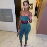 Printed Sexy Sling High Waist Hips Tight Pants Set